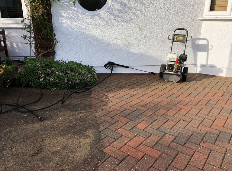 Before after driveway cleaning Deganwy North Wales